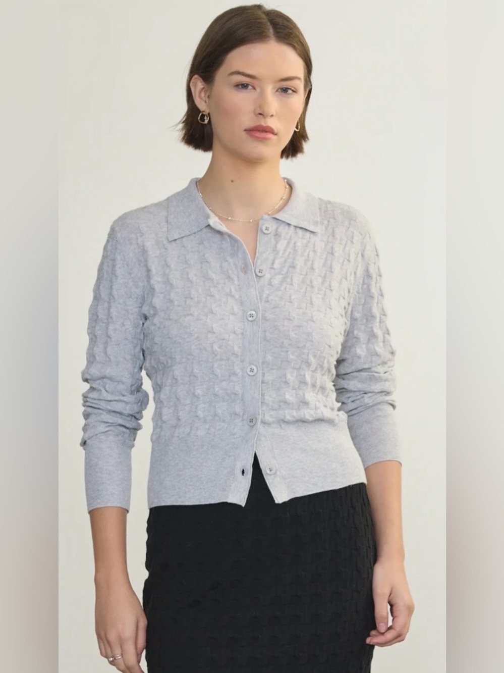 Margaret O’Leary Marley Cardigan Silver Grey size S 3D sweater - Picture 7 of 7